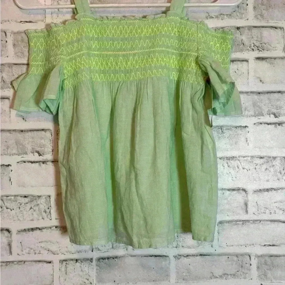 Cat and Jack summer top size 6/6x new with tags pretty lime green‎ off shoulder - Picture 3 of 5